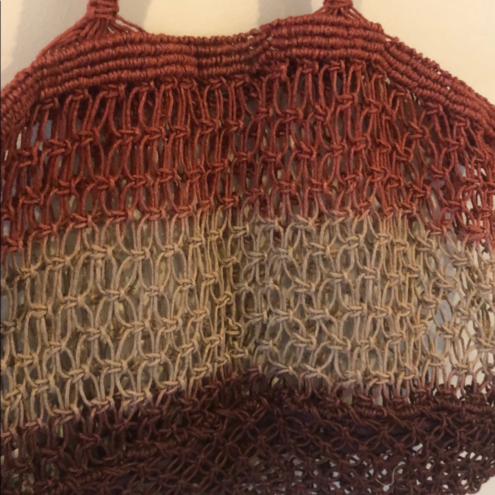 Free People Red ombre jute tote wildflower NWOT - Picture 4 of 7